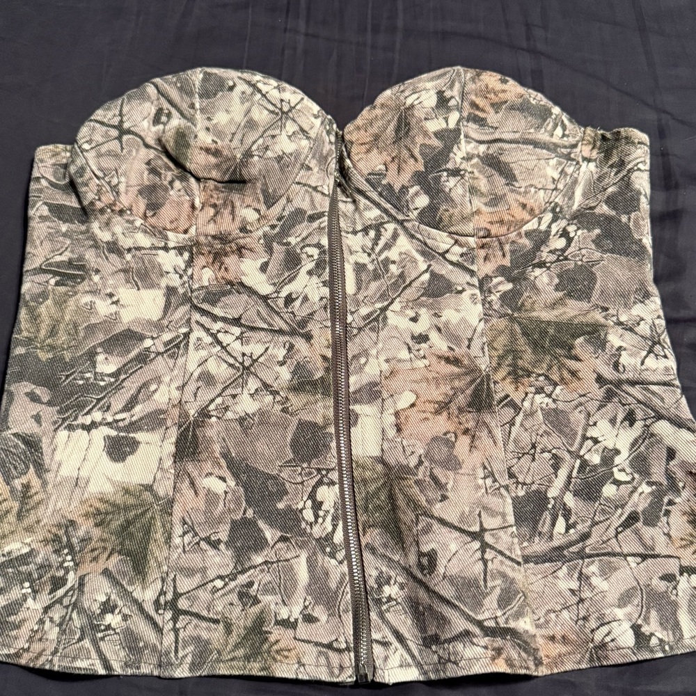 Camouflage Strapless Bustier Top